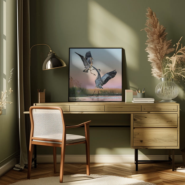 Fighting by Jun Zuo Square Canvas Print Art for Modern Home Decor. Decorate your office or living room with canvas artwork
