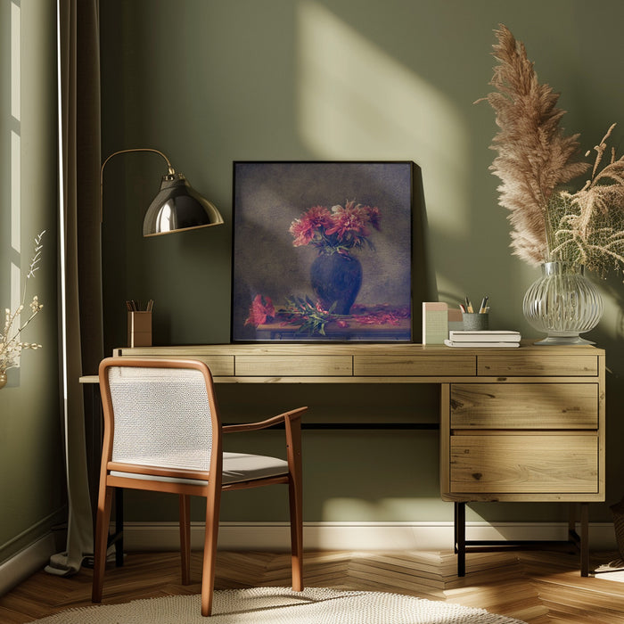 Still life Peony by Monique van Velzen Square Canvas Print Art for Modern Home Decor. Decorate your office or living room with canvas artwork