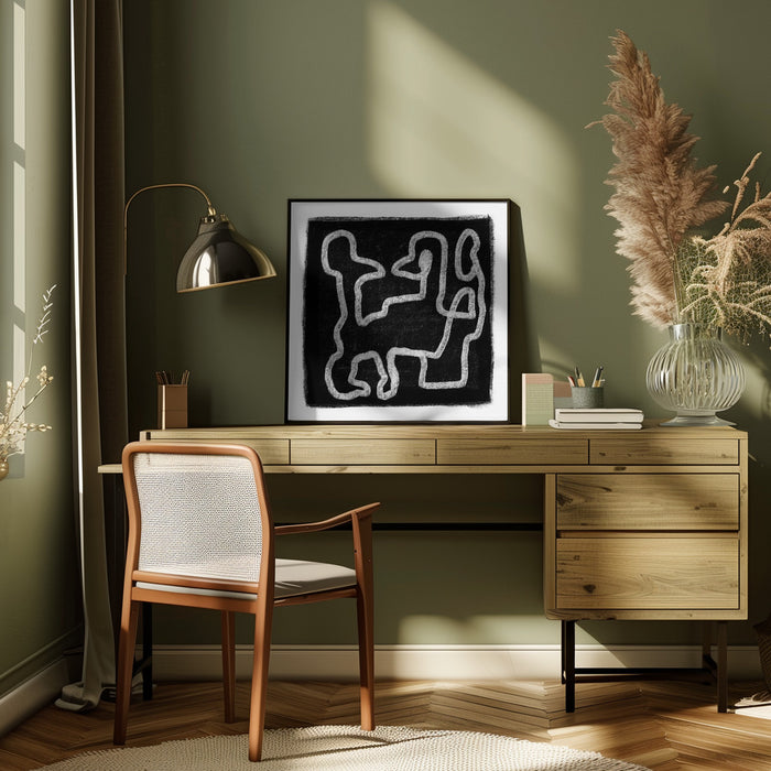 Black Scribble 2 by Sharyn Bursic Square Canvas Print Art for Modern Home Decor. Decorate your office or living room with canvas artwork