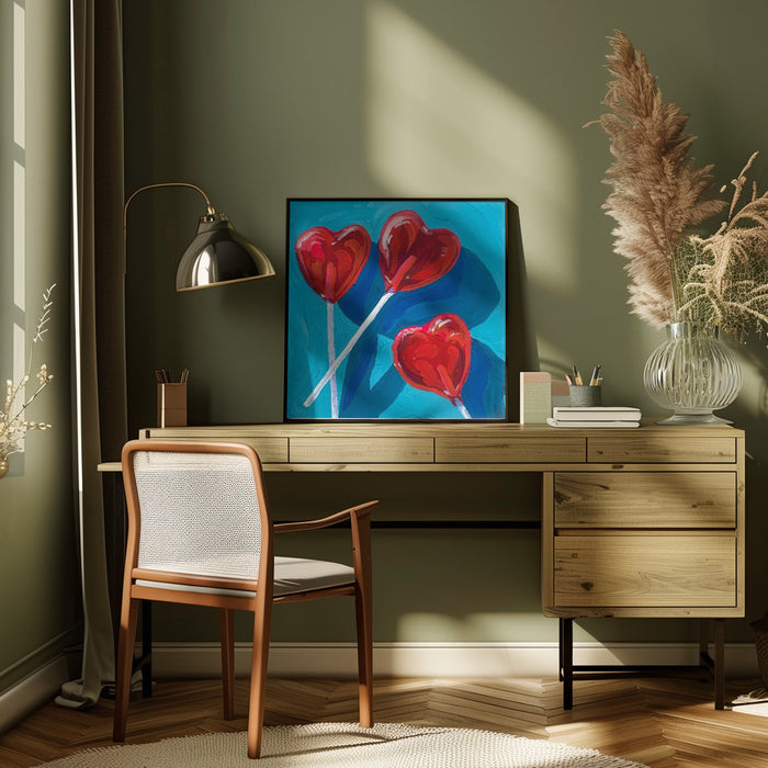 Heart Lollipops by Key and Sea Creative Square Canvas Print Art for Modern Home Decor. Decorate your office or living room with canvas artwork