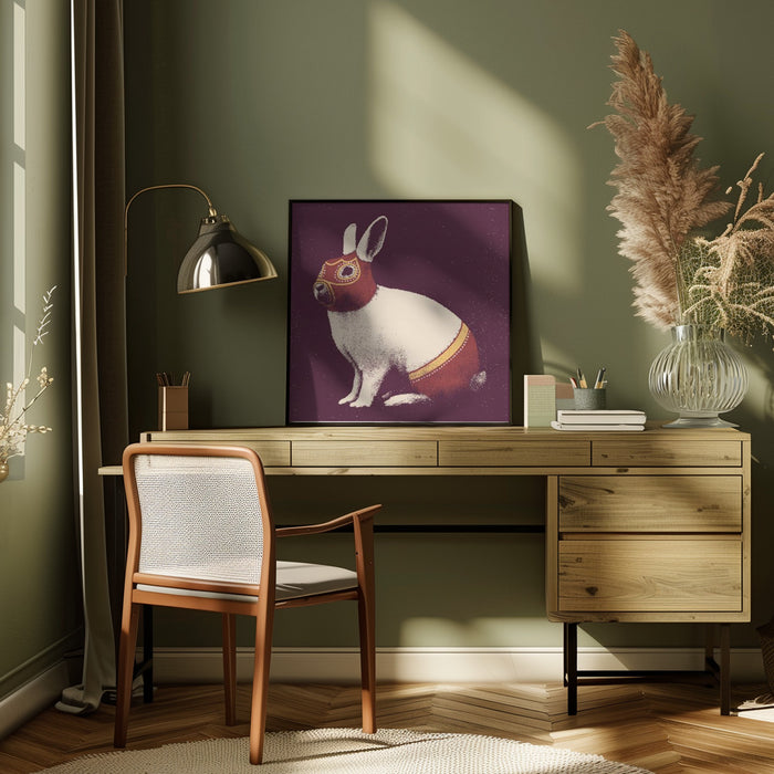 Lapin Catcheur Square Canvas Art  Florent Bodart 
