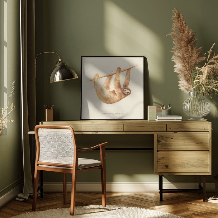 Css Animals   Sloth Square Canvas Art  Florent Bodart 