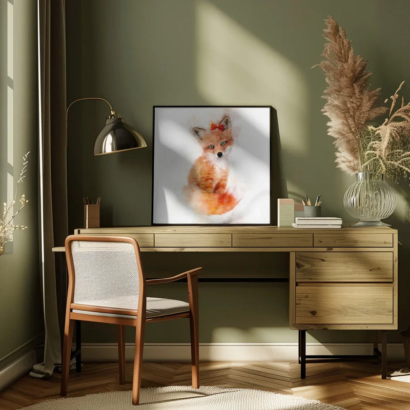 Baby Fox Square Canvas Art  Emel Tunaboylu 