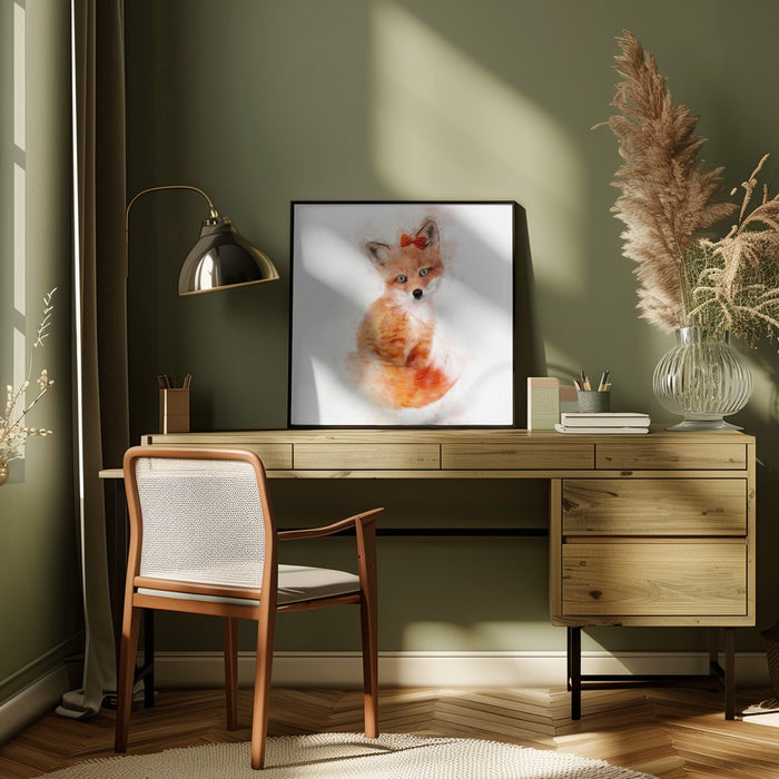 Baby Fox Square Canvas Art  Emel Tunaboylu 
