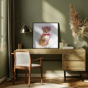 Baby Cheetah Watercolor Square Canvas Art  Emel Tunaboylu 