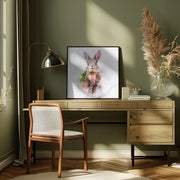 Baby Rabbit Square Canvas Art  Emel Tunaboylu 