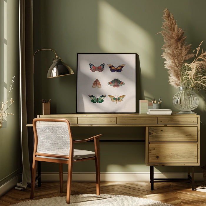 Kelebekler by Emel Tunaboylu Square Canvas Print Art for Modern Home Decor. Decorate your office or living room with canvas artwork