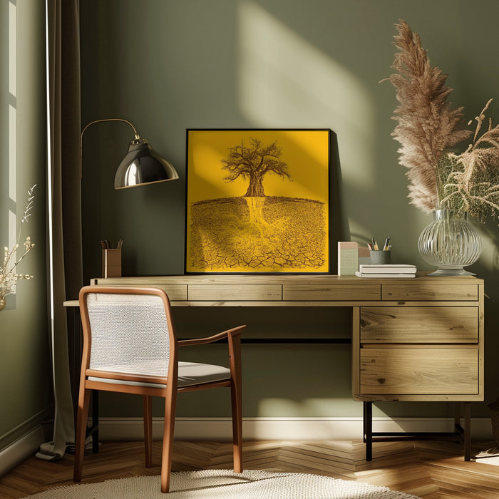 Baobab Mythical Roots Deeper Yellow (h) by Carlo Kaminski Square Canvas Print Art for Modern Home Decor. Decorate your office or living room with canvas artwork
