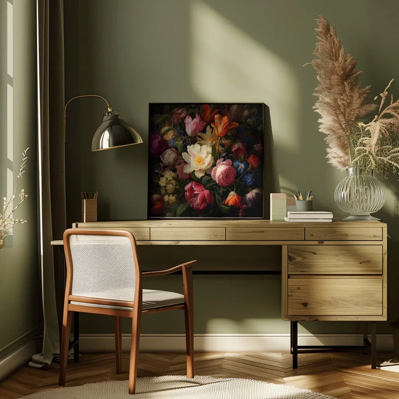Fa Vintage Floral 57 by Bilge Paksoylu Square Canvas Print Art for Modern Home Decor. Decorate your office or living room with canvas artwork
