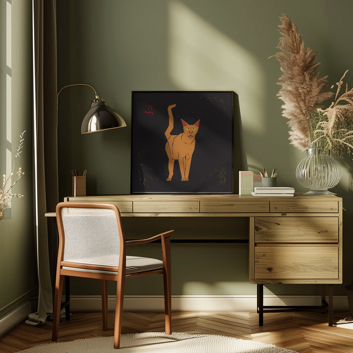 Orange Cat by Vision Grasp Art Square Canvas Print Art for Modern Home Decor. Decorate your office or living room with canvas artwork