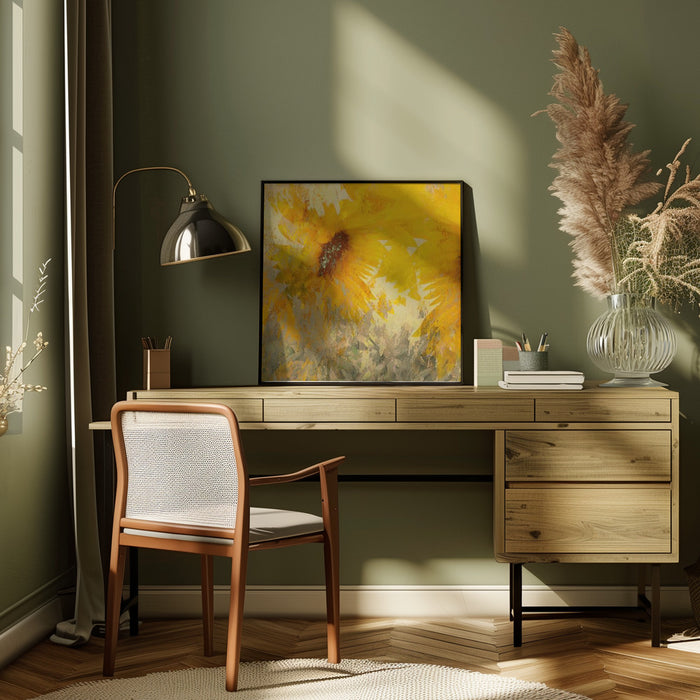 Sunflower by Nel Talen Square Canvas Print Art for Modern Home Decor. Decorate your office or living room with canvas artwork
