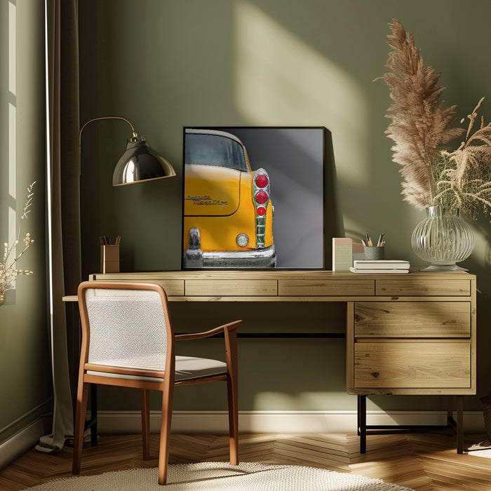 The Yellow Cab by Roland Weber Square Canvas Print Art for Modern Home Decor. Decorate your office or living room with canvas artwork