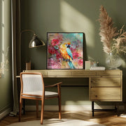 Parrots Tropical Garden by Andrea Haase Square Canvas Print Art for Modern Home Decor. Decorate your office or living room with canvas artwork