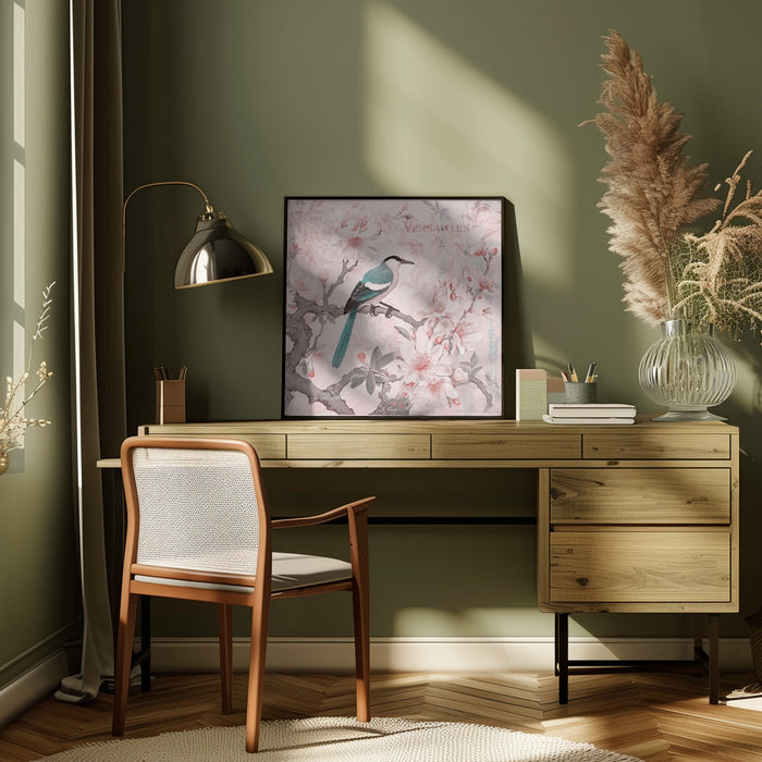 Pastel Pink Springbird by Andrea Haase Square Canvas Print Art for Modern Home Decor. Decorate your office or living room with canvas artwork
