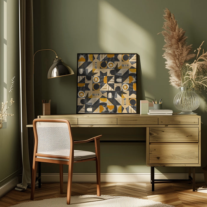 Mid Century Grid Pattern Eight by Little Dean Square Canvas Print Art for Modern Home Decor. Decorate your office or living room with canvas artwork