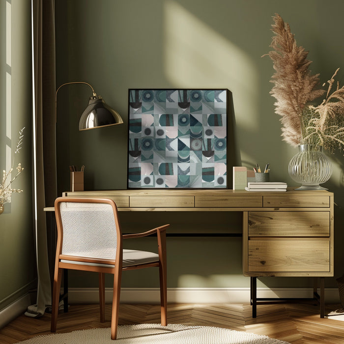 Mid Century Grid Pattern Four by Little Dean Square Canvas Print Art for Modern Home Decor. Decorate your office or living room with canvas artwork