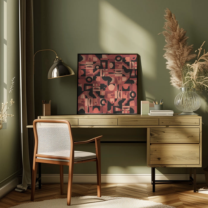 Mid Century Grid Pattern Nine by Little Dean Square Canvas Print Art for Modern Home Decor. Decorate your office or living room with canvas artwork