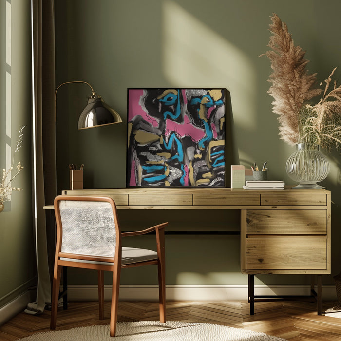 Ink and oil abstract 02 by Little Dean Square Canvas Print Art for Modern Home Decor. Decorate your office or living room with canvas artwork