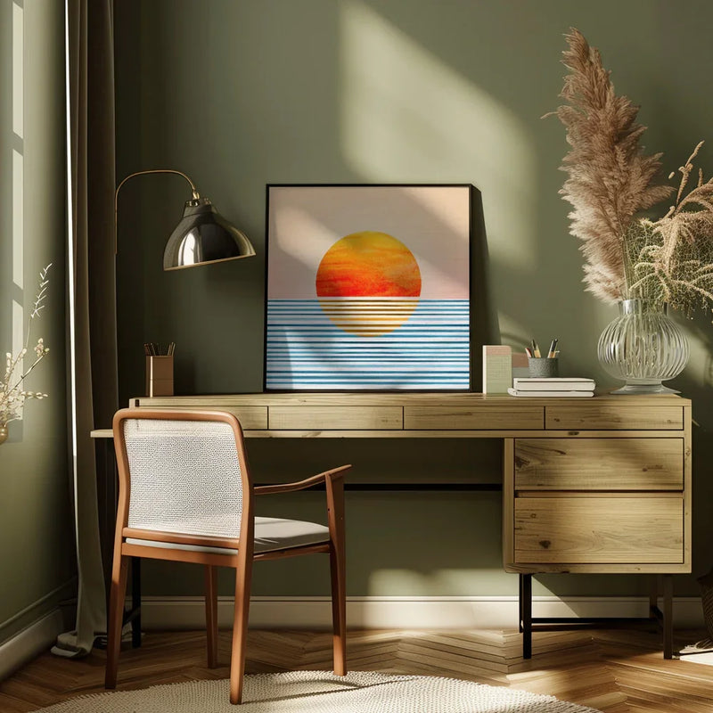 Minimalist Sunset 2 by Kristian Gallagher Square Canvas Print Art for Modern Home Decor. Decorate your office or living room with canvas artwork