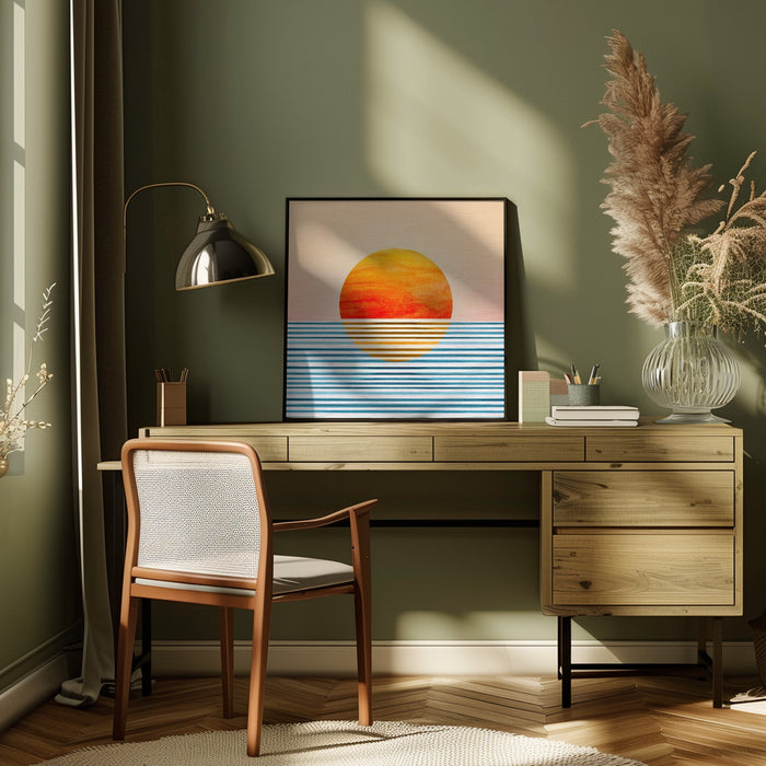 Minimalist Sunset 2 by Kristian Gallagher Square Canvas Print Art for Modern Home Decor. Decorate your office or living room with canvas artwork