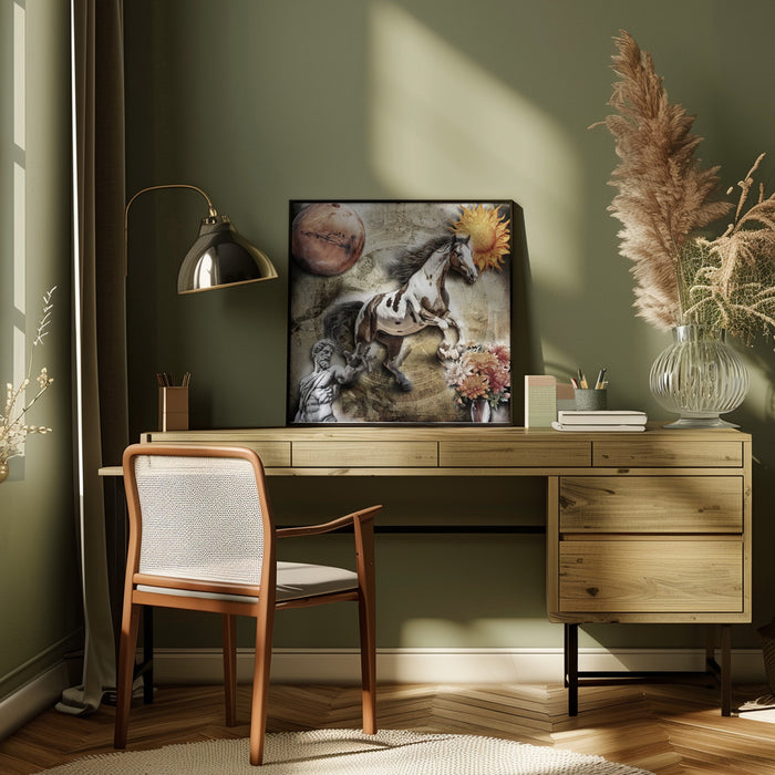 Horse art 3 by Rafal Kulik Square Canvas Print Art for Modern Home Decor. Decorate your office or living room with canvas artwork