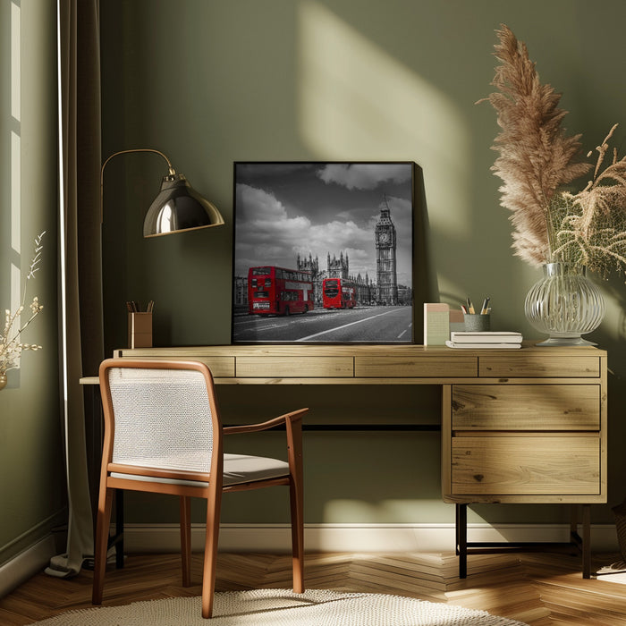 Typical London by Melanie Viola Square Canvas Print Art for Modern Home Decor. Decorate your office or living room with canvas artwork