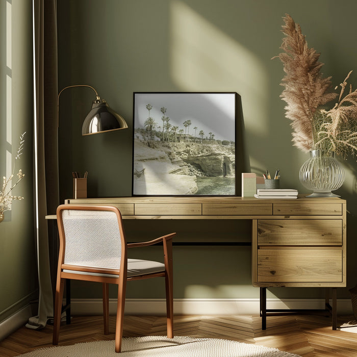 SAN DIEGO Vintage Sunset Cliffs by Melanie Viola Square Canvas Print Art for Modern Home Decor. Decorate your office or living room with canvas artwork