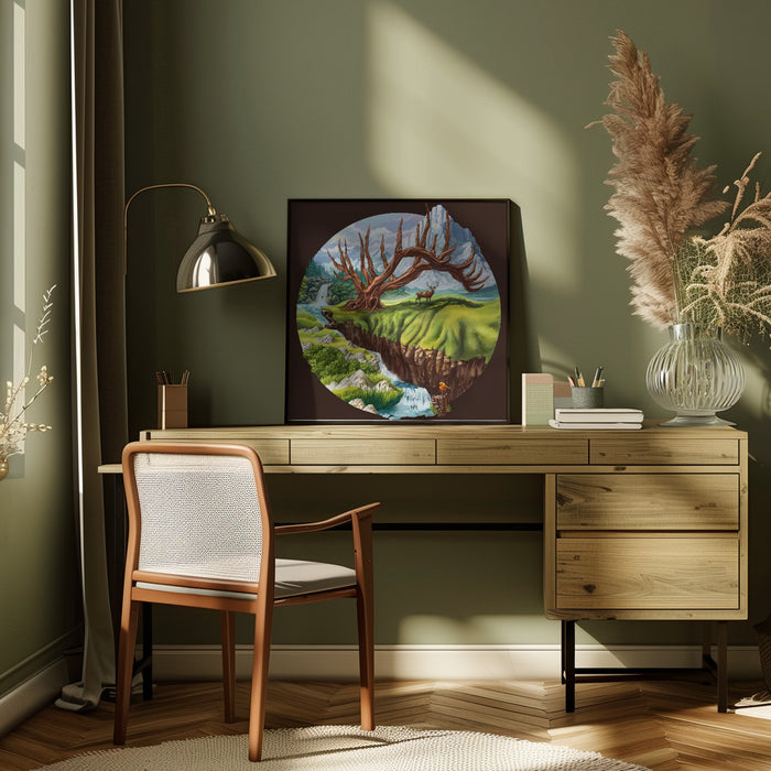 Father Deer by Alirıza ÇAKIR Square Canvas Print Art for Modern Home Decor. Decorate your office or living room with canvas artwork