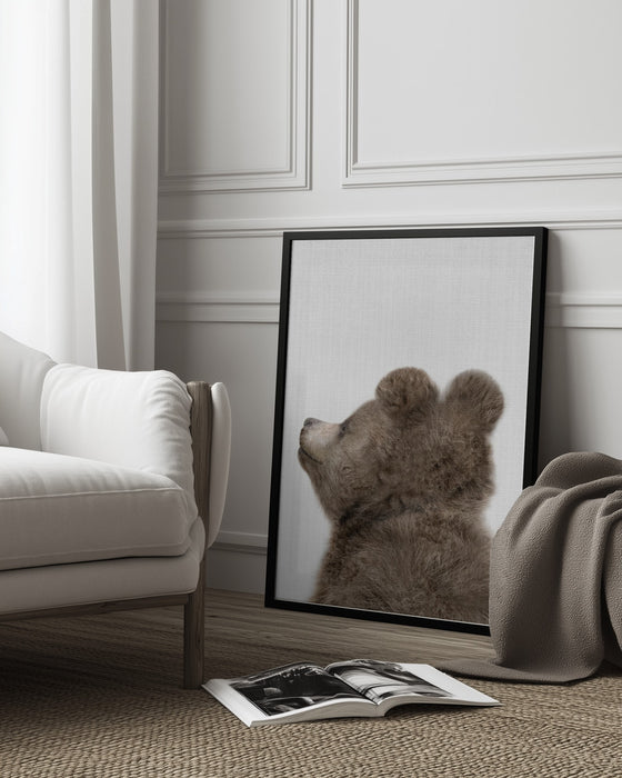 Peekaboo Baby Bear Back Framed Art Lola Peacock | Home or Office Art