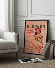 Bourbon Babes Vol 22 Vintage Pinup Girl Drinking A Cocktail - The Whiskey Ginger Framed Art | Home or Office Art