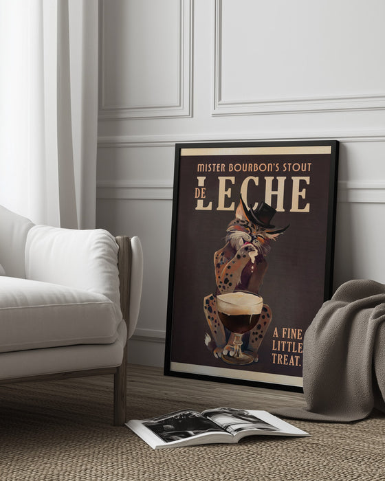 Bourbon De Leche Guinness Style Cat Art - The Whiskey Ginger Framed Art | Home or Office Art