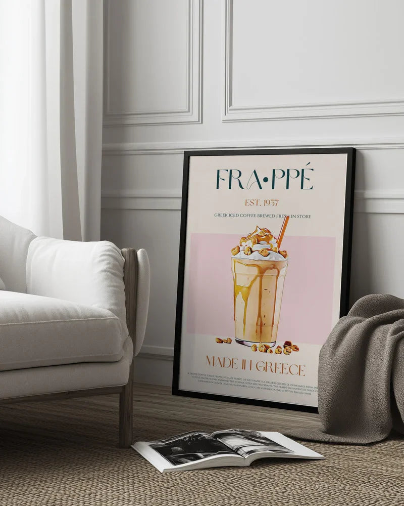 Greek Frappe Delight - Nazma Khokhar Framed Art | Home or Office Art