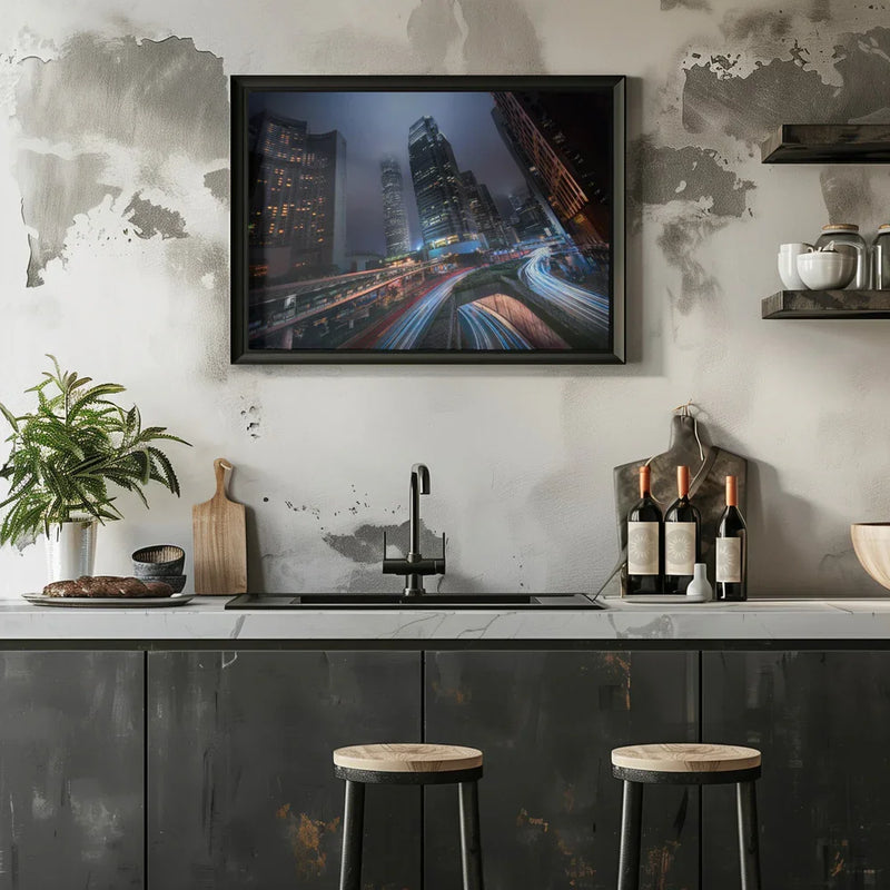Hong Kong City Lights - Jesús M. García Framed Art | Home or Office Art