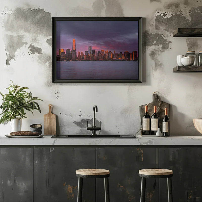 New York City Sunset Framed Art Bing Yu | Home or Office Art