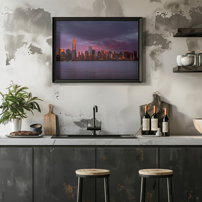 New York City Sunset Framed Art Bing Yu | Home or Office Art