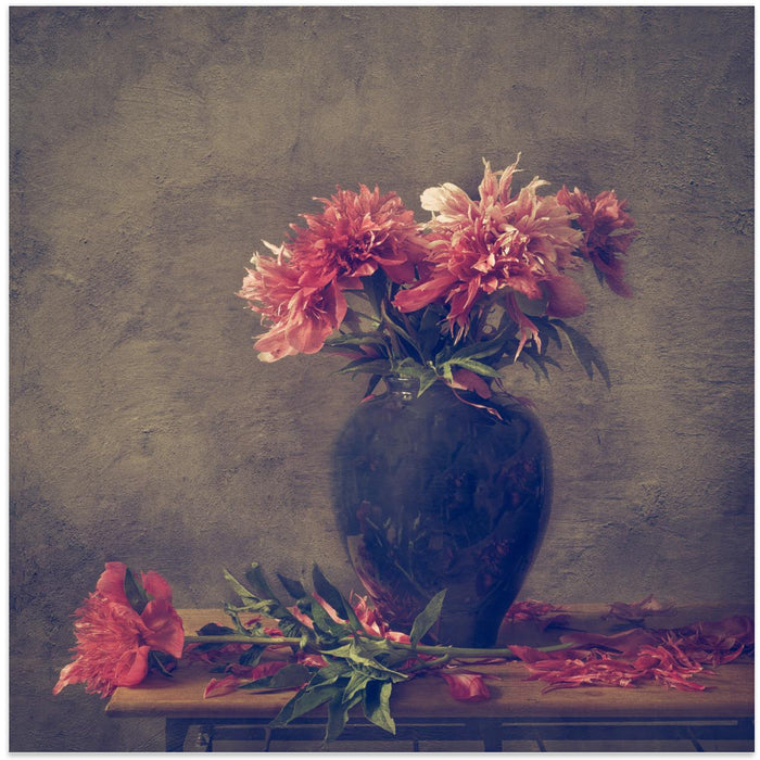 Still life Peony by Monique van Velzen Square Canvas Print Art for Modern Home Decor. Decorate your office or living room with canvas artwork