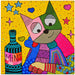 Cat and bottle of mint Square Canvas Art  Gulnara Khamitova 