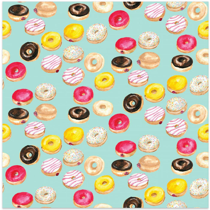 Watercolor donuts pattern in aqua by Rosana Laiz Blursbyai Square Canvas Print Art for Modern Home Decor. Decorate your office or living room with canvas artwork