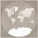 The world map in a circle muted brown Square Canvas Art Print  shopmodernmemory.com 