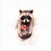Baby Racoon by Emel Tunaboylu Square Canvas Print Art for Modern Home Decor. Decorate your office or living room with canvas artwork