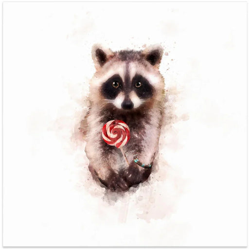 Baby Racoon by Emel Tunaboylu Square Canvas Print Art for Modern Home Decor. Decorate your office or living room with canvas artwork