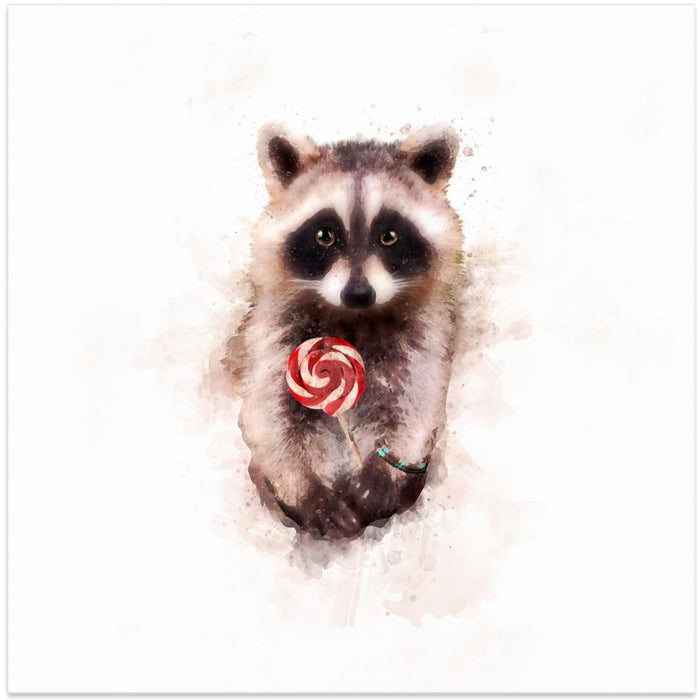 Baby Racoon by Emel Tunaboylu Square Canvas Print Art for Modern Home Decor. Decorate your office or living room with canvas artwork