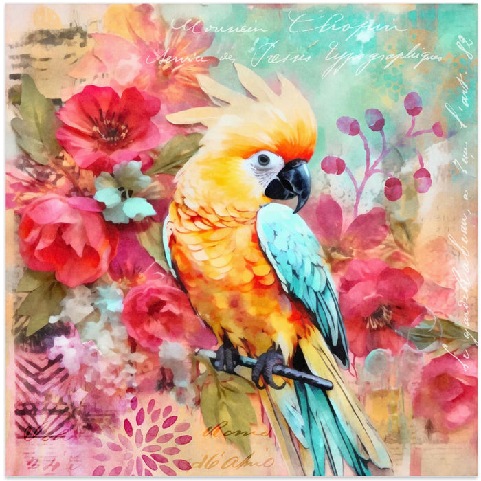 Parrots Tropical Garden by Andrea Haase Square Canvas Print Art for Modern Home Decor. Decorate your office or living room with canvas artwork