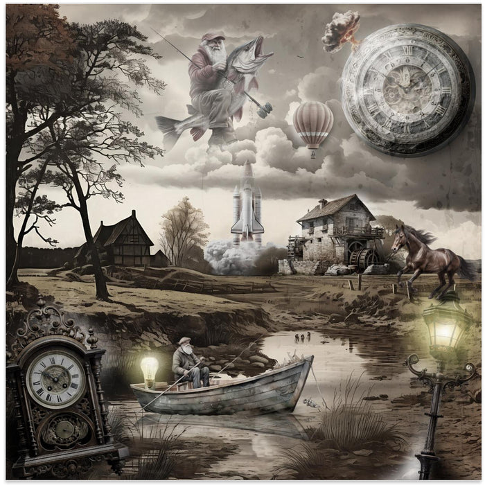 Atomic middle ages II by Rafal Kulik Square Canvas Print Art for Modern Home Decor. Decorate your office or living room with canvas artwork