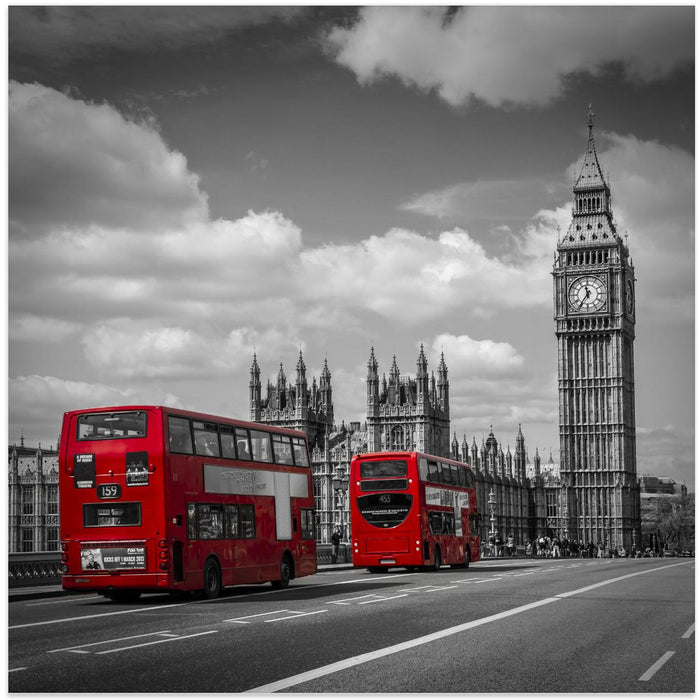 Typical London by Melanie Viola Square Canvas Print Art for Modern Home Decor. Decorate your office or living room with canvas artwork