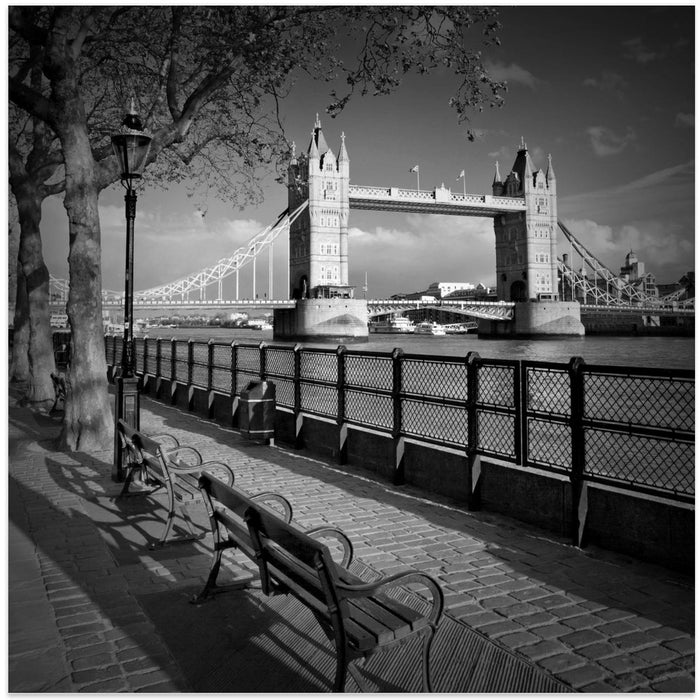 LONDON Thames Riverside & Tower Bridge by Melanie Viola Square Canvas Print Art for Modern Home Decor. Decorate your office or living room with canvas artwork