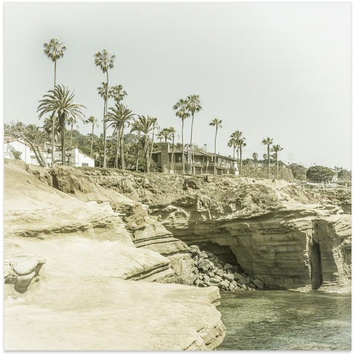 SAN DIEGO Vintage Sunset Cliffs by Melanie Viola Square Canvas Print Art for Modern Home Decor. Decorate your office or living room with canvas artwork