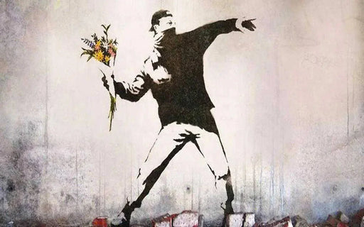 Rage Flower Thrower Banksy Graffiti framed art or canvas decor Picture Frame Store New Jersey