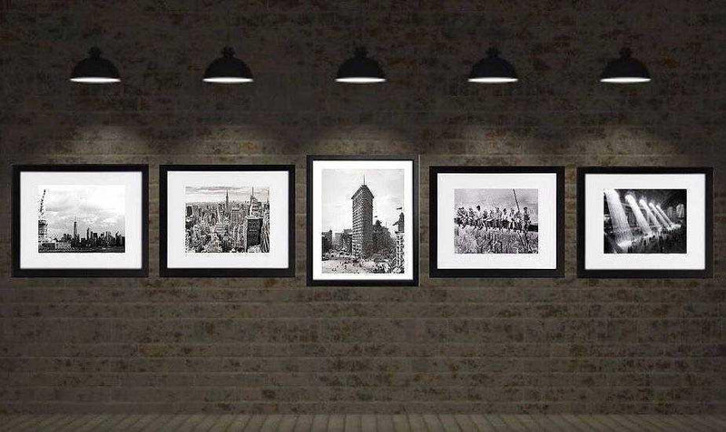 Artwork New York city art prints framed Set of 5 Black and White vintage photography wall art decor Hasbrouck Heights New Jersey frame shop shopmodernmemory.com